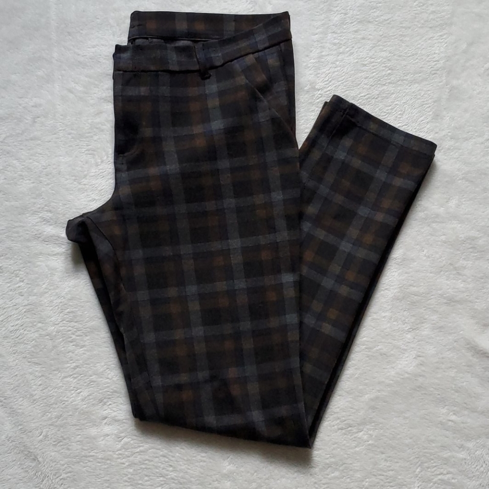 Kut from the Kloth Plaid Skinny Pants - Black and Brown